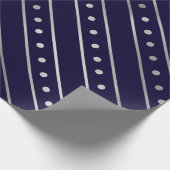 Elegant Blue en Silver Foil kerstStripes Cadeaupapier (Hoek)