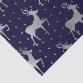 Elegant Blue en Silver Foil Reindeer Kerstmis Tissuepapier (Detail)