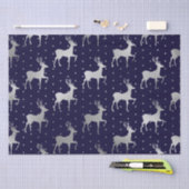 Elegant Blue en Silver Foil Reindeer Kerstmis Tissuepapier (Craft)