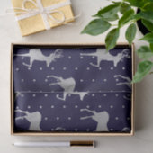 Elegant Blue en Silver Foil Reindeer Kerstmis Tissuepapier (Geschenk)