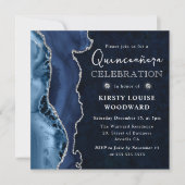 Elegant Blue en Silver Glitter Agate Quinceanera Kaart (Voorkant)