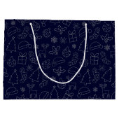 Elegant Blue en Silver Glitter-kerstpatroon Groot Cadeauzakje (Achterkant)
