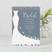 Elegant Blue en Silver Glitter Vrijgezellenfeest I Kaart (Staand voorkant)