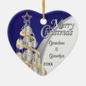 Elegant Blue en Silver Kerstmis | Aanpassen Keramisch Ornament (Voorkant)