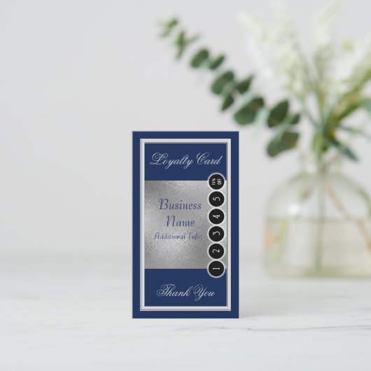 Elegant Blue en Silver Loyalty Kaart 2 (Staand voorkant)