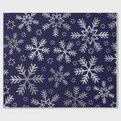 Elegant Blue en Silver Snowflakes Kerstmis Cadeaupapier (Vlak)
