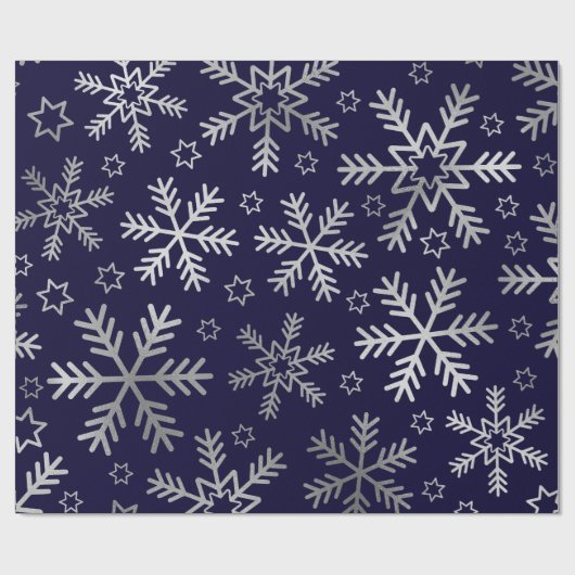 Elegant Blue en Silver Snowflakes Kerstmis Cadeaupapier (Vlak)