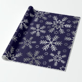 Elegant Blue en Silver Snowflakes Kerstmis Cadeaupapier (Uitgerold)