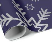 Elegant Blue en Silver Snowflakes Kerstmis Cadeaupapier (Rol Hoek)
