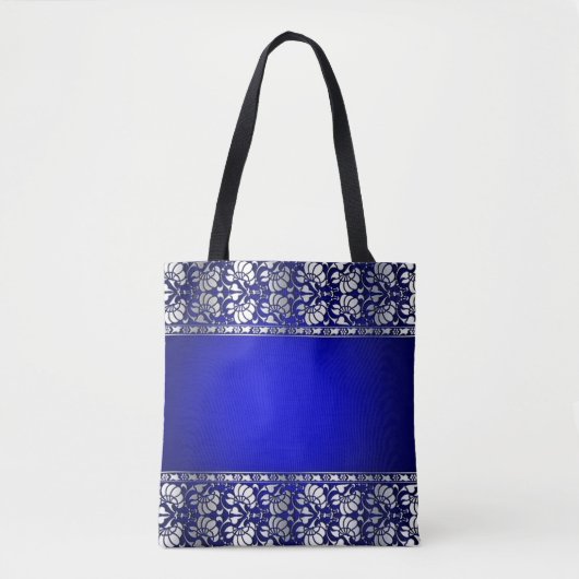 Elegant Blue en Silver Tote Bag (Voorkant)