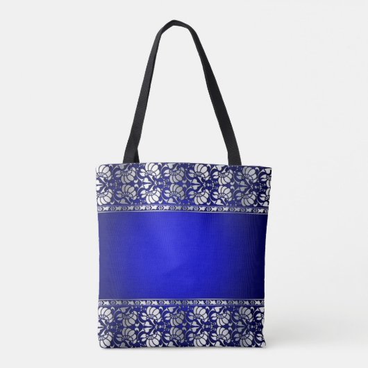 Elegant Blue en Silver Tote Bag (Achterkant)