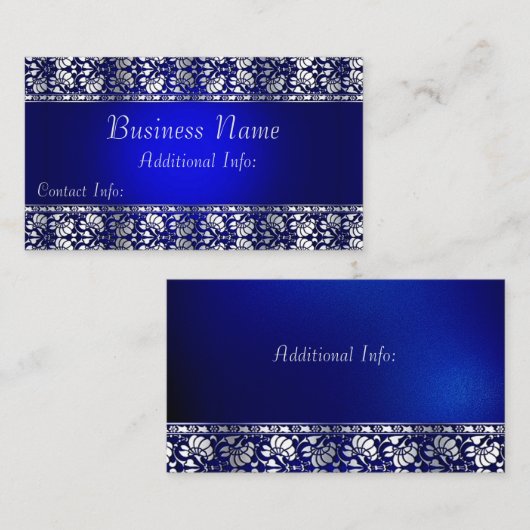 Elegant Blue en Silver Visitekaartje (Voorkant / Achterkant)