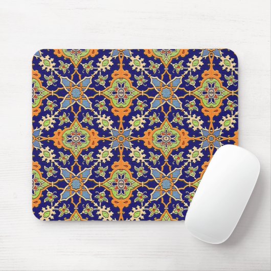 Elegant Blue en Sinaasappel Mousepad Muismat (Met muis)