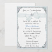 Elegant Blue en White Baptism Invitation Kaart (Voorkant / Achterkant)