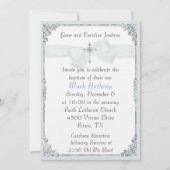 Elegant Blue en White Baptism Invitation Kaart (Voorkant)