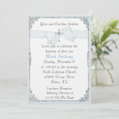 Elegant Blue en White Baptism Invitation Kaart (Staand voorkant)