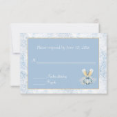 Elegant Blue en White Champagne Wedding RSVP (Achterkant)