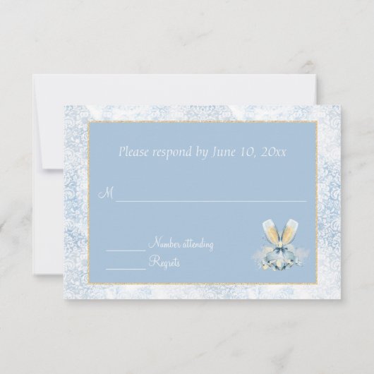 Elegant Blue en White Champagne Wedding RSVP (Achterkant)
