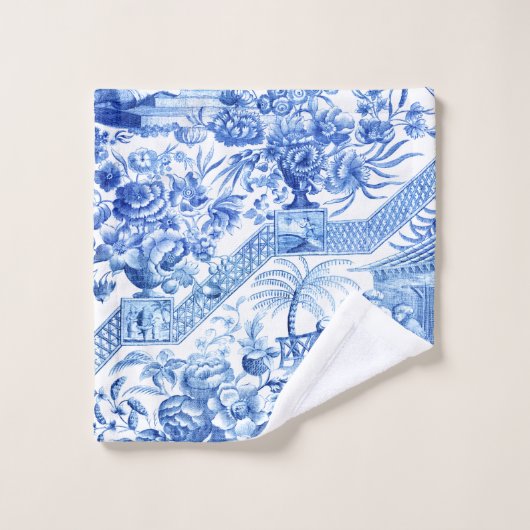 Elegant  Blue en White Chinoiserie Bad Handdoek (Wasdoekje)