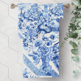 Elegant  Blue en White Chinoiserie Bad Handdoek