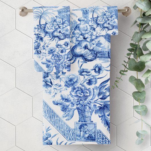 Elegant  Blue en White Chinoiserie Bad Handdoek