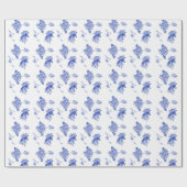 Elegant Blue en White Chinoiserie Floral Pattern Cadeaupapier (Vlak)