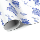 Elegant Blue en White Chinoiserie Floral Pattern Cadeaupapier (Rol Hoek)