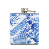 Elegant Blue en White Chinoiserie Heupfles (Achterkant)