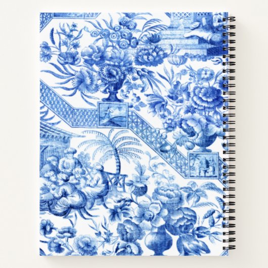 Elegant  Blue en White Chinoiserie Noteboo Notitieboek (Achterkant)