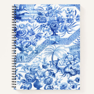 Elegant Blue en White Chinoiserie Noteboo Notitieboek