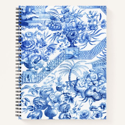 Elegant Blue en White Chinoiserie Noteboo Notitieboek (Voorkant)