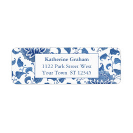 Elegant Blue en White Chinoiserie Return Address Etiket