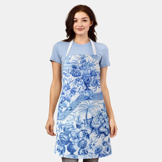 Elegant  Blue en White Chinoiserie Schort (Gedragen)