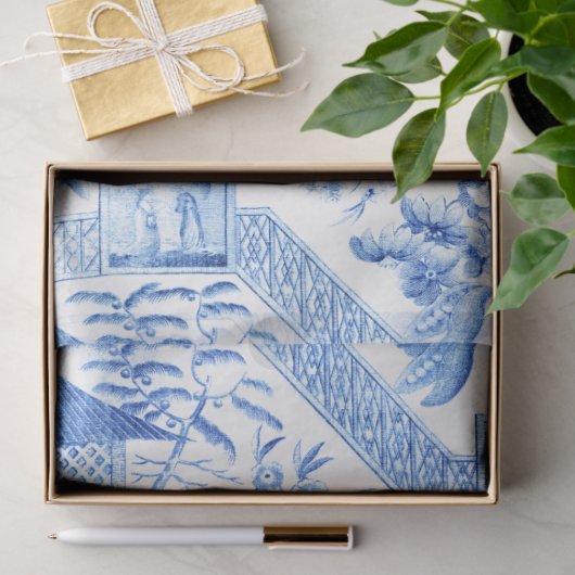Elegant  Blue en White Chinoiserie Tissuepapier (Geschenk)