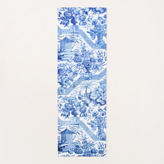 Elegant  Blue en White Chinoiserie Yogamat (Voorkant)