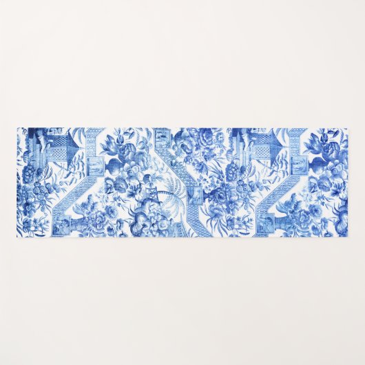 Elegant  Blue en White Chinoiserie Yogamat (Voorkant (horizontaal))