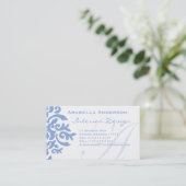 Elegant Blue en White Damask Letter A Visitekaartje (Staand voorkant)