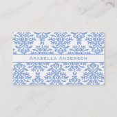 Elegant Blue en White Damask Letter A Visitekaartje (Achterkant)