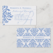 Elegant Blue en White Damask Letter R Visitekaartje (Voorkant / Achterkant)