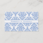 Elegant Blue en White Damask Letter R Visitekaartje (Achterkant)