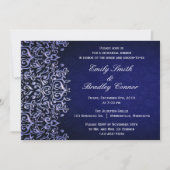 Elegant Blue en White Damask Rehearsal Dinner Kaart (Voorkant)