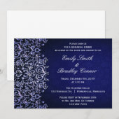 Elegant Blue en White Damask Rehearsal Dinner Kaart (Voorkant / Achterkant)