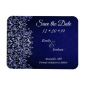 Elegant Blue en White Damask Save the Date Magneet (Horizontaal)