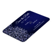 Elegant Blue en White Damask Save the Date Magneet (Linkerzijde)