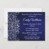 Elegant Blue en White Damask Winter Vrijgezellenfe Kaart (Voorkant)