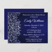 Elegant Blue en White Damask Winter Vrijgezellenfe Kaart (Voorkant / Achterkant)