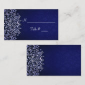 Elegant Blue en White Damask Winter Wedding Plaatskaartje (Voorkant / Achterkant)