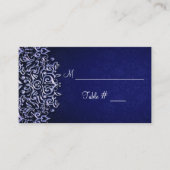 Elegant Blue en White Damask Winter Wedding Plaatskaartje (Voorkant)