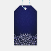 Elegant Blue en White Damask | Winterbruiloft Cadeaulabel (Achterkant)