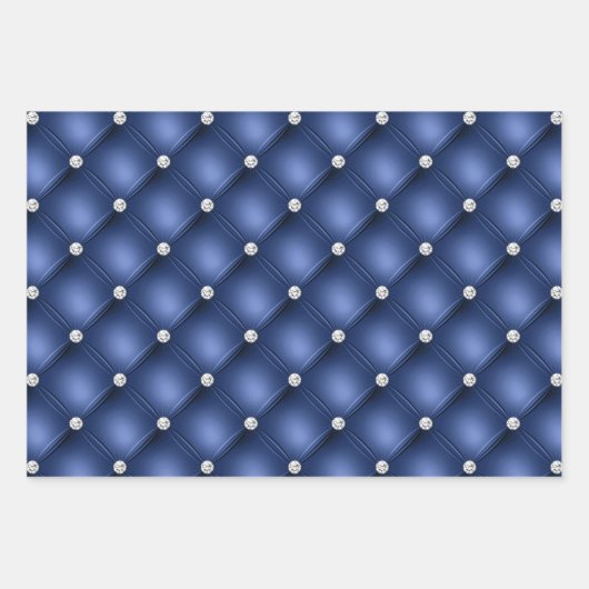 Elegant Blue en White Diamond Tufted Patronen Inpakpapier Vel (Voorkant 2)